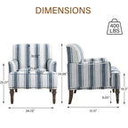 Set of 2 Traditional Upholstered Stripe Accent Chair for Living Room