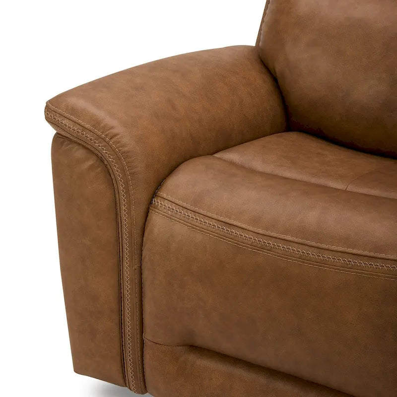 Cooper Leather Dual Power Reclining Sofa - Camel