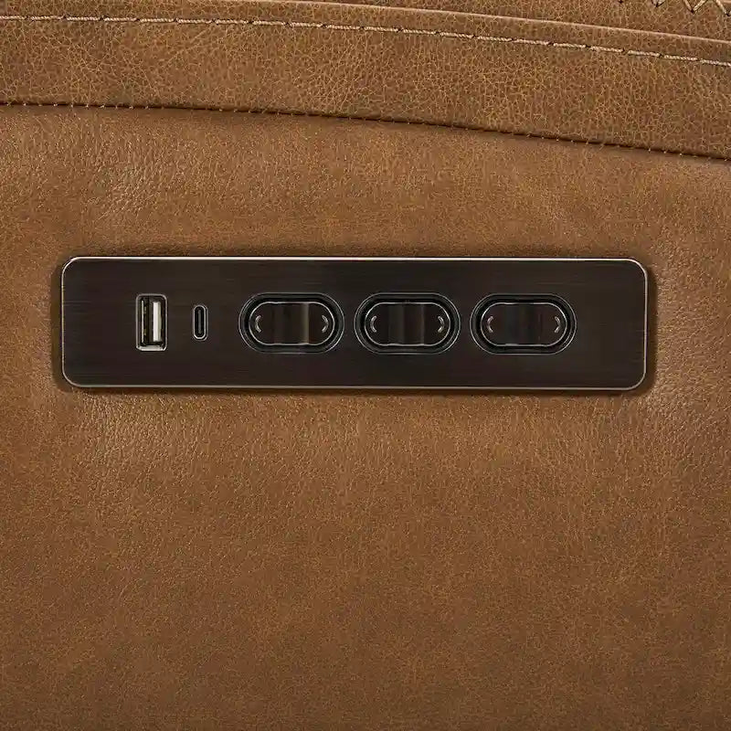 Cooper Leather Dual Power Reclining Sofa - Camel