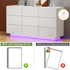 9 Drawers Chest Of Dresser Storage Tower Cabinet Bedroom Organizer with Light