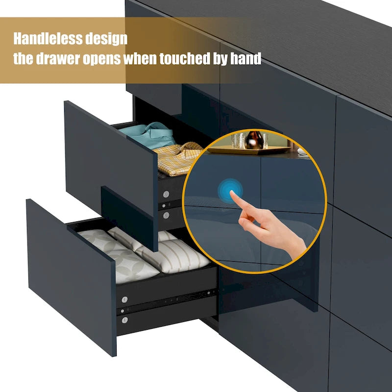 9 Drawers Chest Of Dresser Storage Tower Cabinet Bedroom Organizer with Light