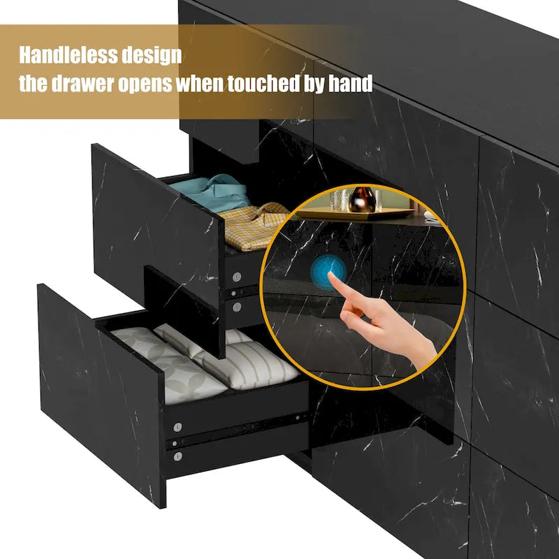 9 Drawers Chest Of Dresser Storage Tower Cabinet Bedroom Organizer with Light