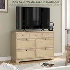 Boho Natural Rattan 7-Drawer Dresser