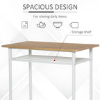 HOMCOM 3 Piece Bar Height Dining Furniture Set with 1 Table, 2 Matching Stools and Metal Frame Footrest