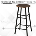 HOMCOM 3 Piece Bar Height Dining Furniture Set with 1 Table, 2 Matching Stools and Metal Frame Footrest