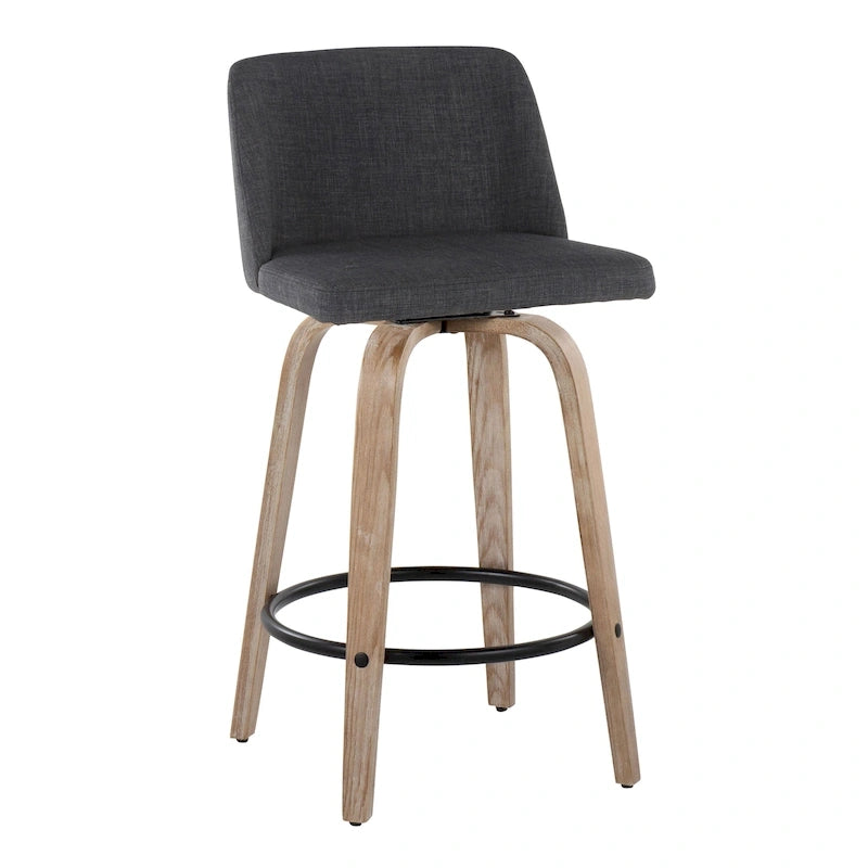 Carson Carrington Vallberga 26 Fixed-Height Counter Stool With Whitewashed Wood Base (Set of 2)