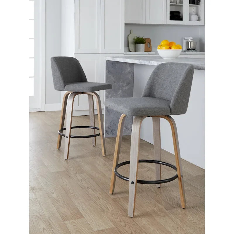 Carson Carrington Vallberga 26 Fixed-Height Counter Stool With Whitewashed Wood Base (Set of 2)
