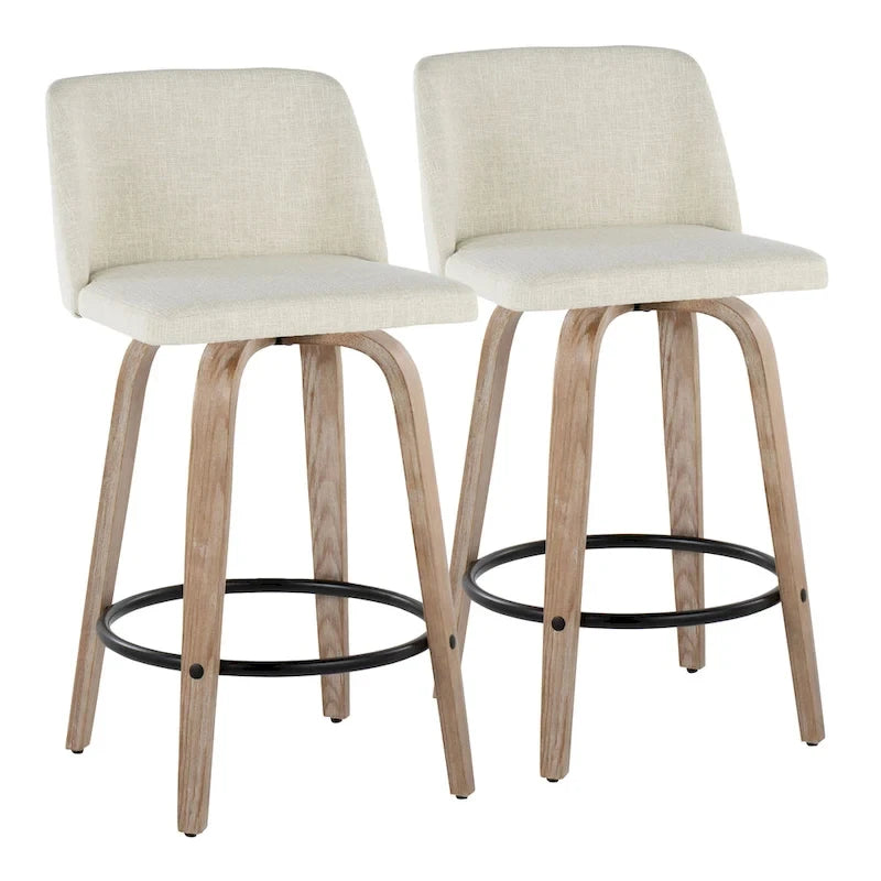 Carson Carrington Vallberga 26 Fixed-Height Counter Stool With Whitewashed Wood Base (Set of 2)