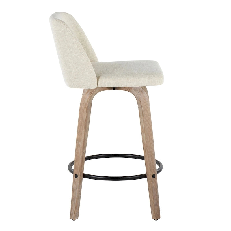 Carson Carrington Vallberga 26 Fixed-Height Counter Stool With Whitewashed Wood Base (Set of 2)