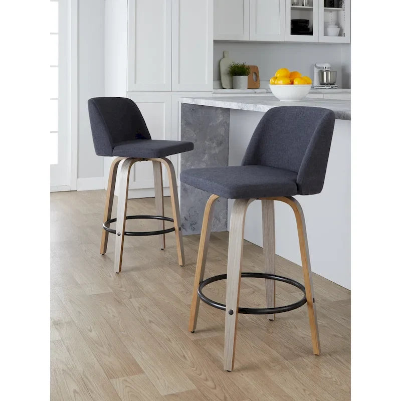 Carson Carrington Vallberga 26 Fixed-Height Counter Stool With Whitewashed Wood Base (Set of 2)