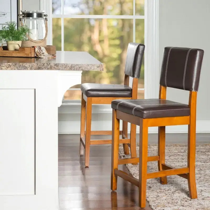 Linon Clover 24-inch Dark Brown Faux Leather Counter Stool