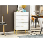 5 Drawer Dresser Chest End Table Storage Cabinet 23.6 W White/Back