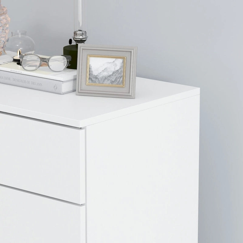5 Drawer Dresser Chest End Table Storage Cabinet 23.6 W White/Back