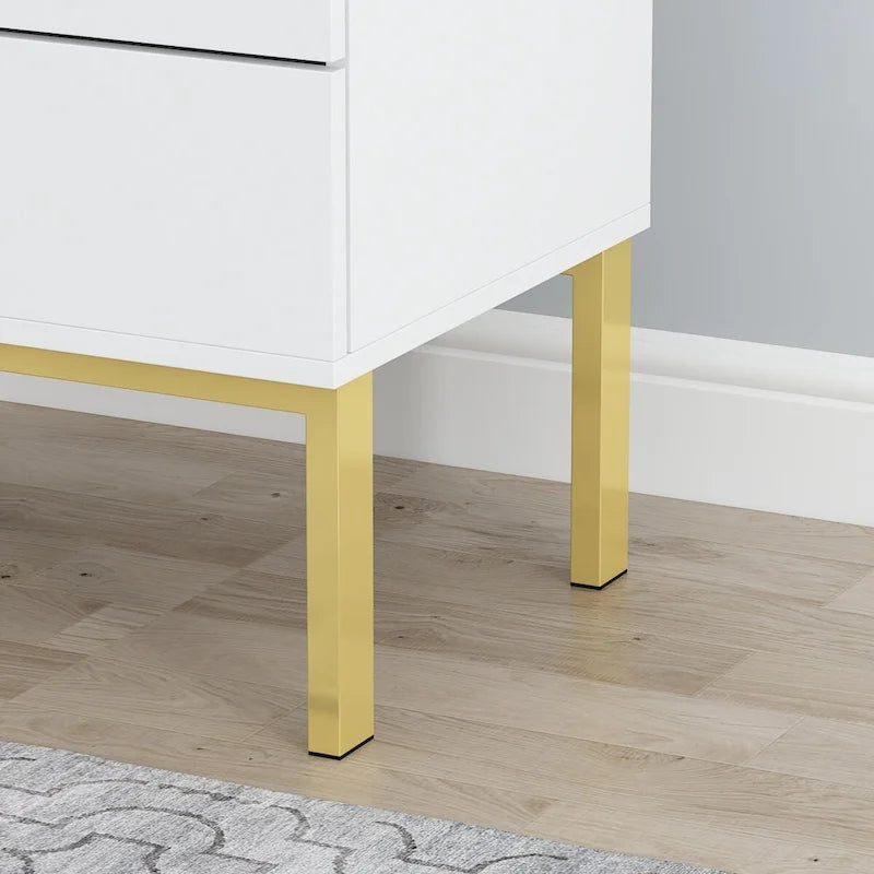 5 Drawer Dresser Chest End Table Storage Cabinet 23.6 W White/Back