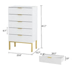 5 Drawer Dresser Chest End Table Storage Cabinet 23.6 W White/Back