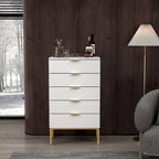 5 Drawer Dresser Chest End Table Storage Cabinet 23.6 W White/Back