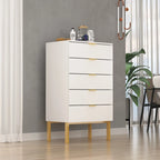 5 Drawer Dresser Chest End Table Storage Cabinet 23.6 W White/Back