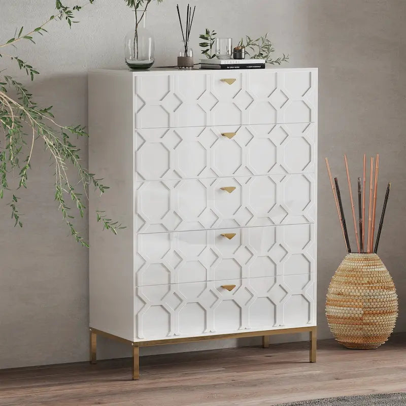 Clihome Wooden 5-Drawer Storage Chest