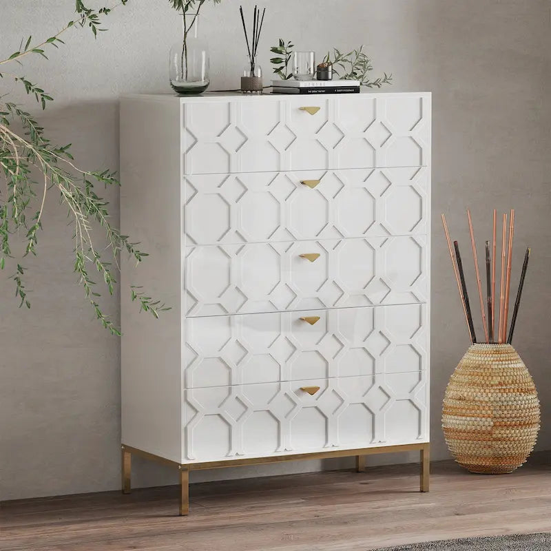 Clihome Wooden 5-Drawer Storage Chest