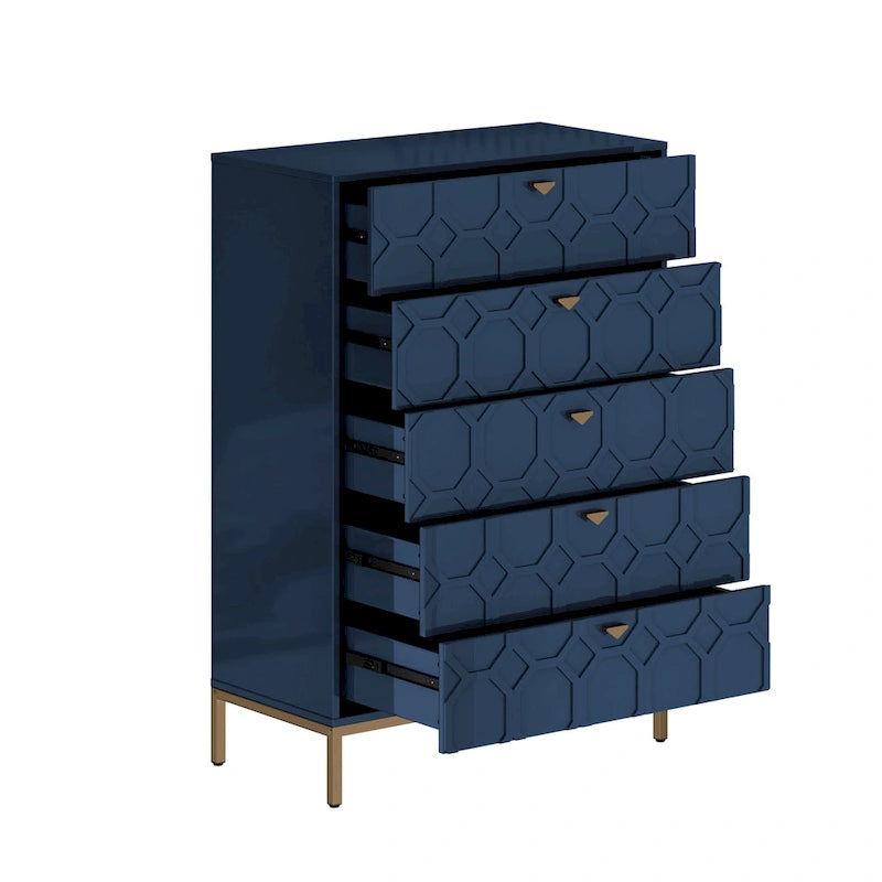 Clihome Wooden 5-Drawer Storage Chest