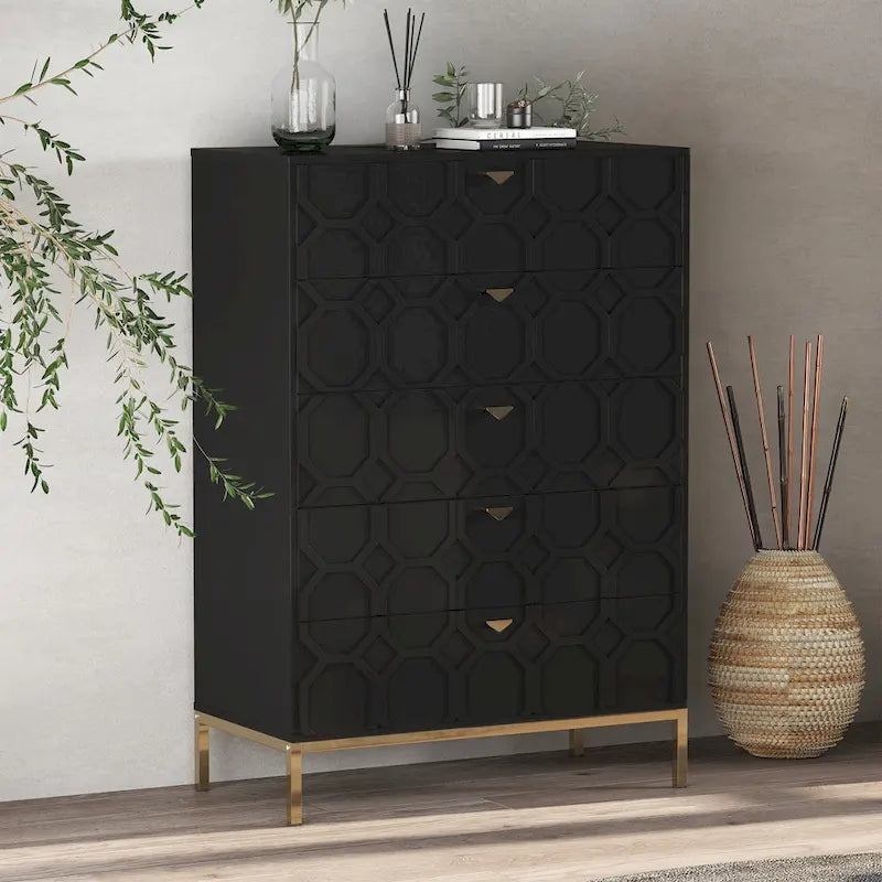 Clihome Wooden 5-Drawer Storage Chest