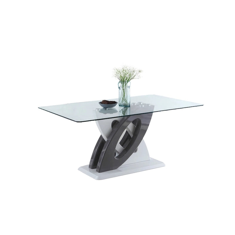 Somette Sophie Glass Top Dining Table - White