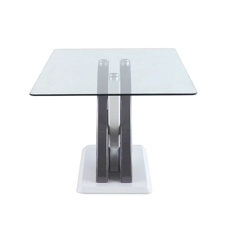 Somette Sophie Glass Top Dining Table - White