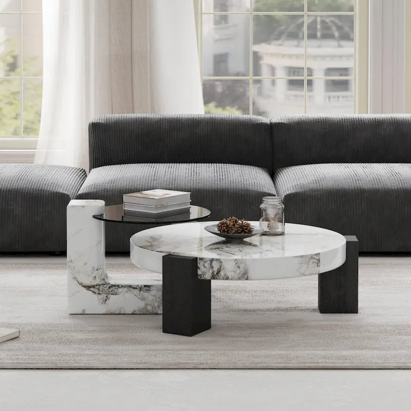 Set of 2 Round Nesting Coffee Table Set
