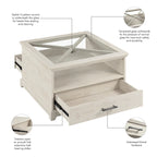 Lennox Farmhouse Glass Coffee Table with Storage by Bush Furniture