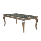 Tily Glam Gold Faux Leather Tufted 9-Piece Dining Table with Leaf Set by Furniture of America