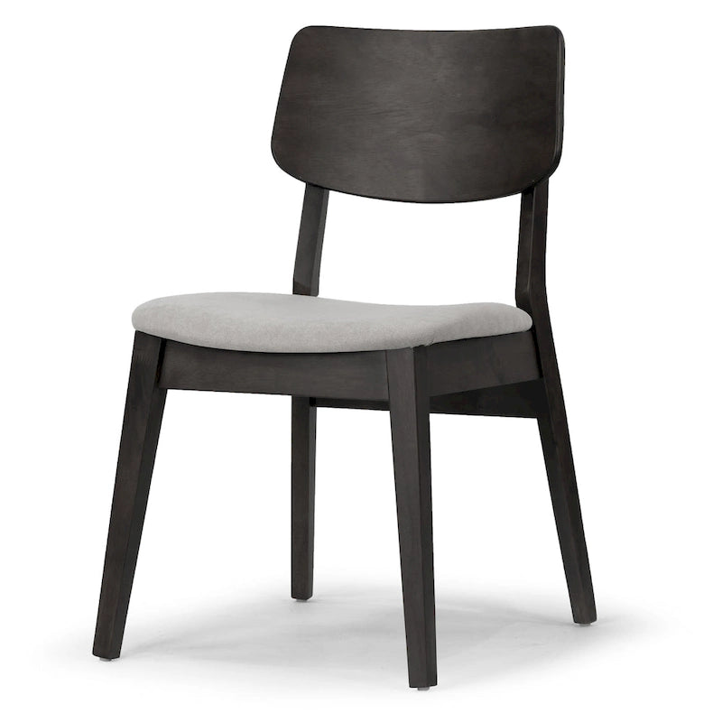 Set of 2 Astin Black Wood Chair with Light Grey Fabric Seat