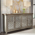 Westridge Wirebrushed Gray 4 Door Mirrored Accent Cabinet