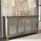 Westridge Wirebrushed Gray 4 Door Mirrored Accent Cabinet