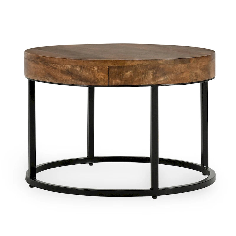 Classic Home Emma Set of 2 Nesting Tables in Natural Brown