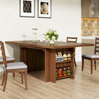 Farmhouse Dining Table for 6, 63-Inch Rectangular Wooden Kitchen Table with Storage