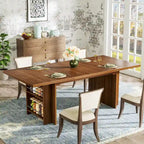 Farmhouse Dining Table for 6, 63-Inch Rectangular Wooden Kitchen Table with Storage
