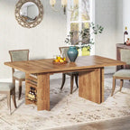 Farmhouse Dining Table for 6, 63-Inch Rectangular Wooden Kitchen Table with Storage