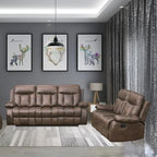 Vanity Art Brown Microfiber 2-Piece Reclining Loveseat with One Motion Sofa One Motion Loveseat Living Room Set - N/A