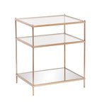 27 Gold Glass And Iron Square Mirrored End Table With Shelf - 22x18x26.75