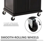 HOMCOM Rolling Kitchen Island Utility Storage Cart With Drawer, Spice Rack & Wheels - Black