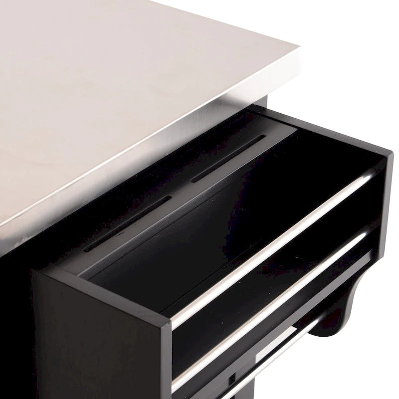 HOMCOM Rolling Kitchen Island Utility Storage Cart With Drawer, Spice Rack & Wheels - Black