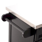 HOMCOM Rolling Kitchen Island Utility Storage Cart With Drawer, Spice Rack & Wheels - Black