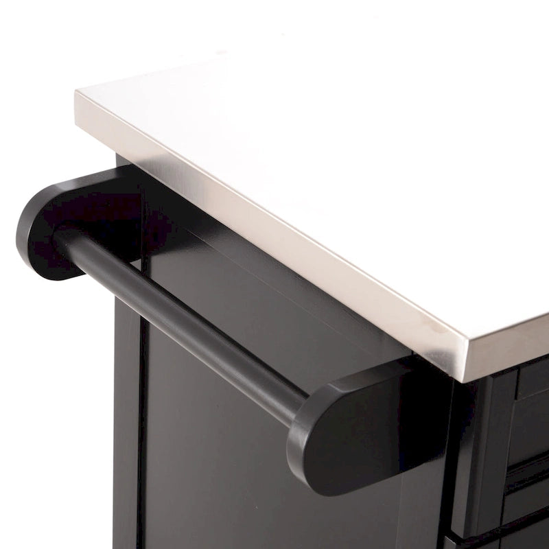 HOMCOM Rolling Kitchen Island Utility Storage Cart With Drawer, Spice Rack & Wheels - Black