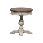 Heartland Antique White Round Pedestal Chair Side Table