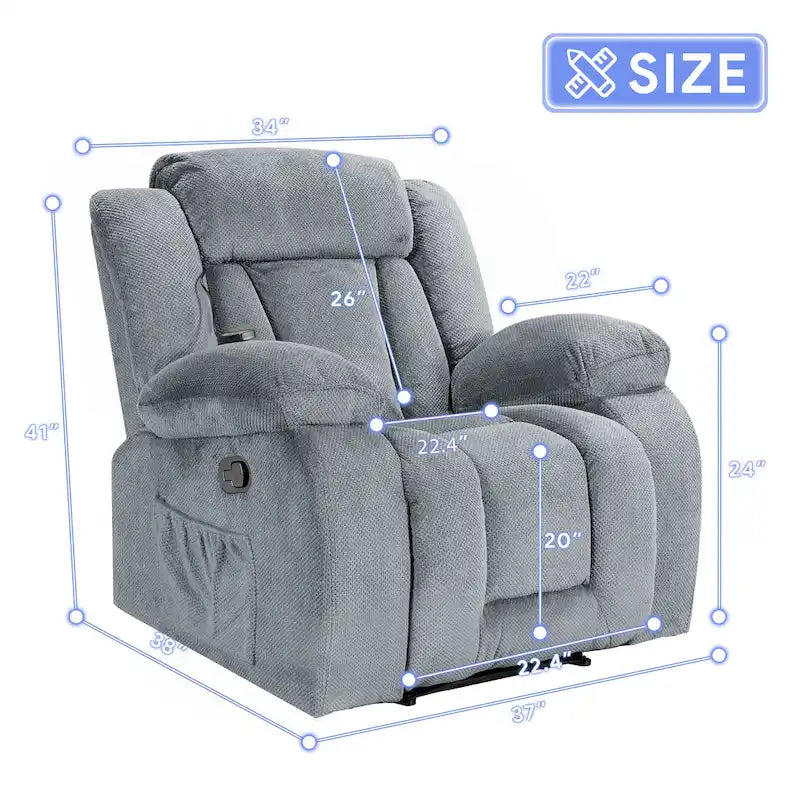 Super Comfortable Standard Size Heating and Massage Recliner Chair