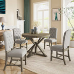 Dining Table Set with Extendable Table and 4 Upholstered Chairs