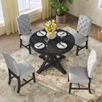 Dining Table Set with Extendable Table and 4 Upholstered Chairs