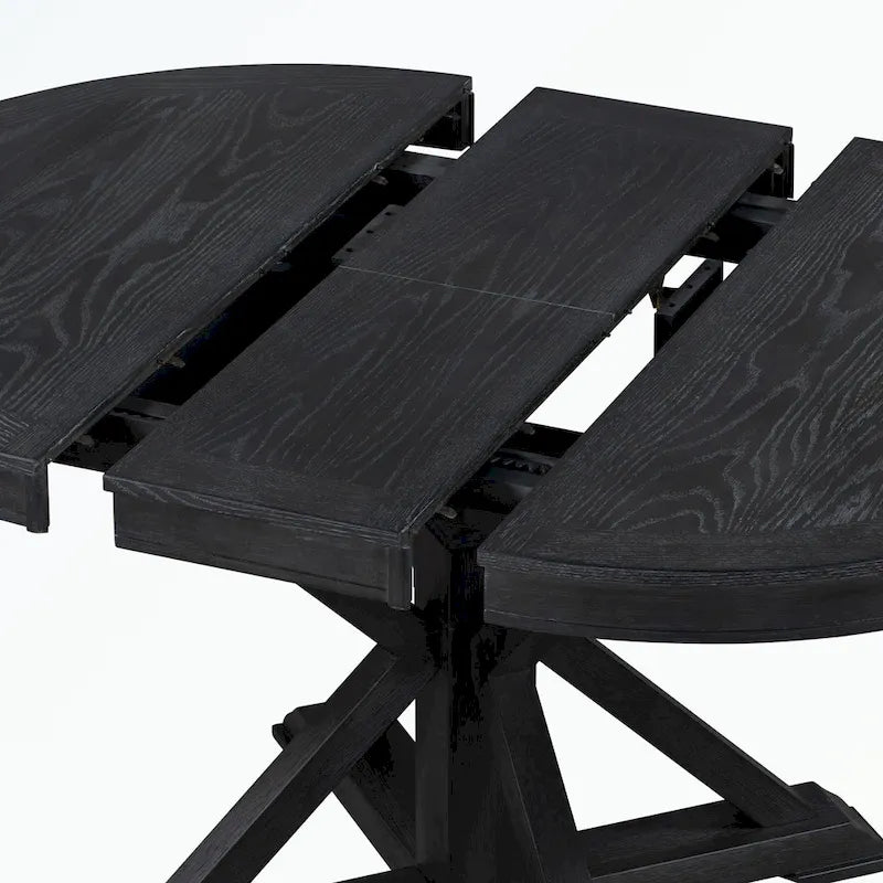 Dining Table Set with Extendable Table and 4 Upholstered Chairs