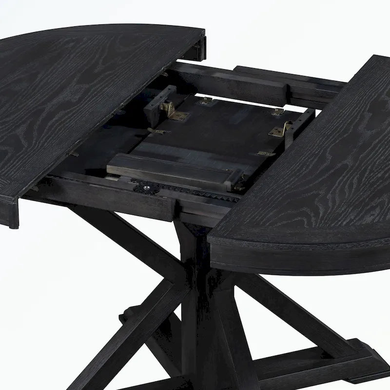 Dining Table Set with Extendable Table and 4 Upholstered Chairs