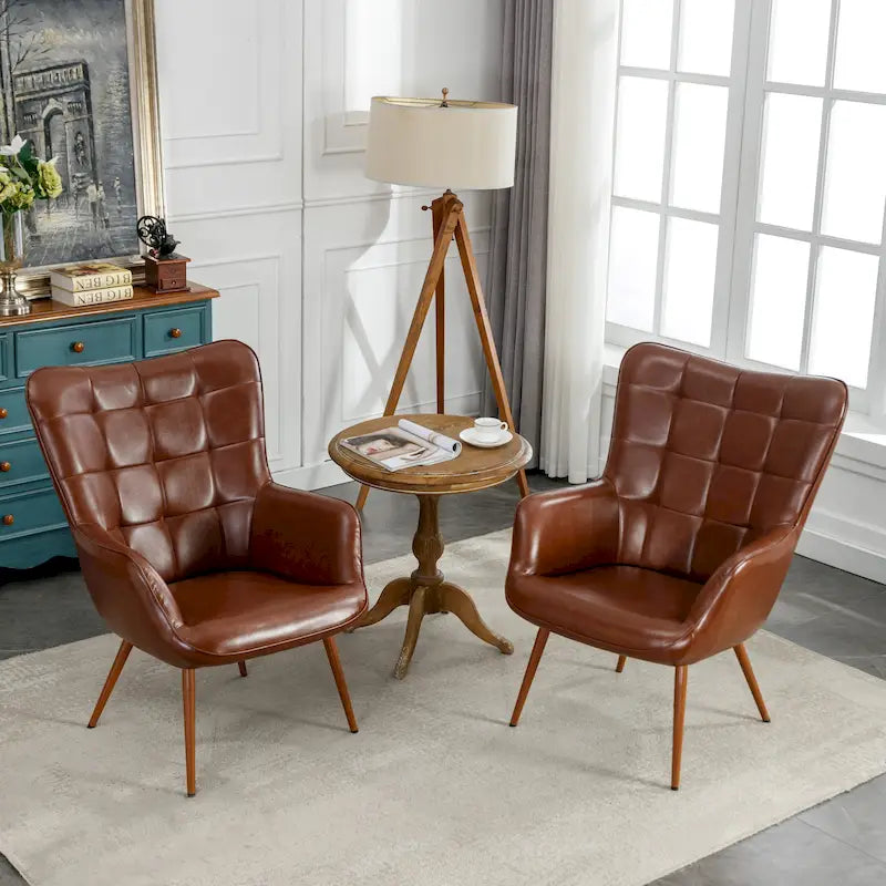 Set of 2 Modern Accent Chair Wingback Armchair